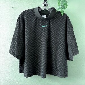 ✨Nike | Women's Green Jacquard | All-Over Print | Boxy T-Shirt | Embroidered